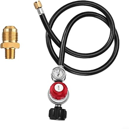 HOHOVYVY Régulateur de propane réglable de 0 à 30 PSI avec manomètre et tuyau de 1,2 m de type 1 pour barbecue à gaz, friteuse et foyers en métal