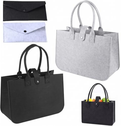 Lunyloer 4 stycken filtväskor, 2 vikbara filtväskor shoppingväska 40 x 30 x 26 cm