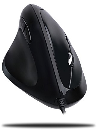 Adesso Imouse E7 - Ergonomic Mouse for Left Hand, with Cable, Programmable Functions, and Adjustable Weight, Black