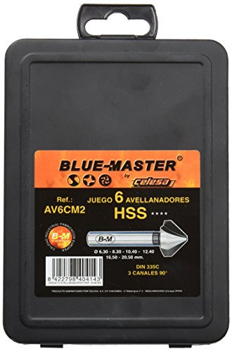 Blue-Master AV6CM2 Estuche 6 Brocas Avellanador, 6.3-20.5