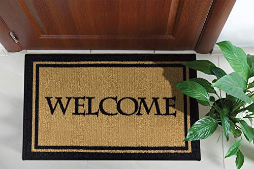 Ottomanson Fußmattenkollektion, rechteckige Fußmatte mit „Hello“-Schriftzug, 20 cm x 30 cm, Beige