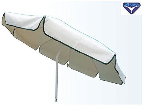 CORVO Sonnenschirm Strand, Garten, Sessa Durchm.200 cm, Stange Mitte in Aluminium satiniert, Stoff Baumwolle/Polyester Ecru '100% ITALIENISCH