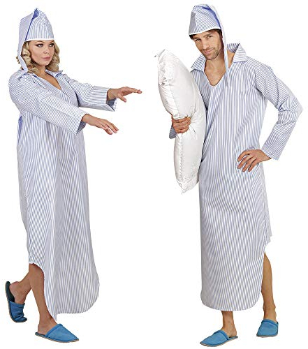 W WIDMANN MILANO Party Fashion - Kostüm Schlafwandler, Nachthemd, Schlafmütze, Faschingskostüme, Blau-weiß