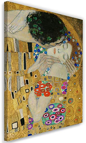 Feeby Bild auf Leinwand Gustav Klimt Kunstdruck modern Der Kuss Gold 60x90 cm
