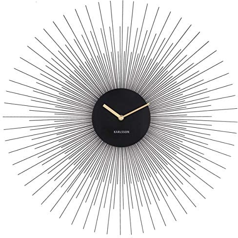 Wall Clock Peony Steel Large Black, 17,5 x 4,5 x 12 cm