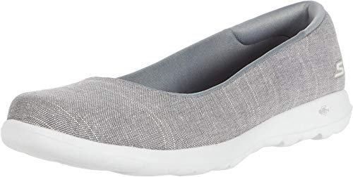 Skechers Women's GO Walk LITE-136001 Ballet Flat, Gray, 10 Medium US