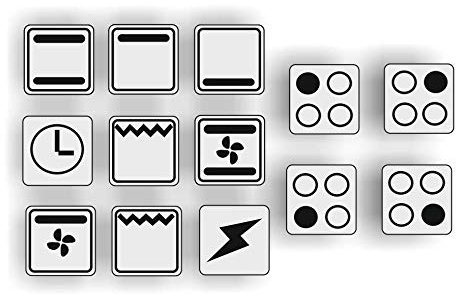ein Set mit 13 Stück Herd Aufkleber E Herd Beschriftung Ofen Koch Schalter Zeichen Symbole (R29/1) (Nr.3 schwarze Symbole auf transparenten grund, 20x20mm)