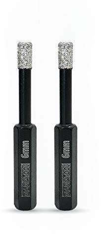 DT-DIATOOL Brocas de Diamante Seco con Vástago Hexagonal 2 Piezas 6mm Sierra de Agujero Soldada al Vacío para Porcelana Baldosas Cerámica Mármol Granito