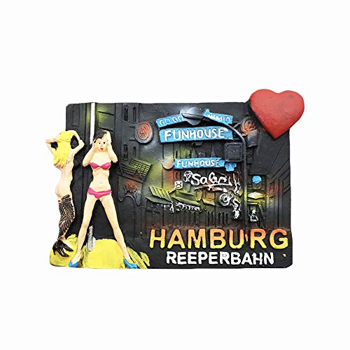 Kühlschrankmagnet aus Kunstharz, Motiv: Hamburg Deutschland, 3D-Reeperbahn, Reise-Souvenirs, handgefertigt, Heim- und Küchendekoration, Hamburg-Kühlschrankmagnet, Sammlung, Geschenk