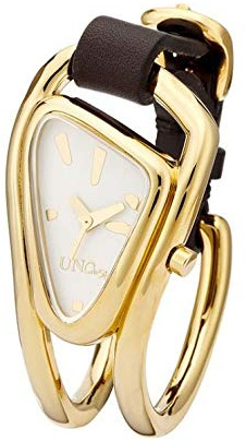 UNO de 50, Uhr aus Metalllegierung, vergoldet, Lederarmband, kreatives Design, handgefertigter Schmuck