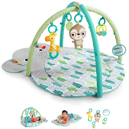Bright Starts, Hug ‘n Cuddle, Spieldecke mit Spielbogen, Elefant, mit Melodien und 5 abnehmbaren Spielzeugen