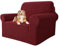 MAXIJIN Super Stretch Stuhlbezüge für Wohnzimmer, 1-teiliger Universal Stuhlbezug mit Armlehnen Jacquard Spandex Stuhlschutz Hunde Haustierfreundliche Sofa Couch Sesselbezug (1 Sitzer, Weinrot)