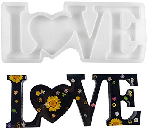 Jinlaili Epoxidharz Formen, Gießform Silikonform Kerzenformen, Alphabet Harz Gießform Kit, Harz Form Resin Silikon Harzform Für Handwerk, DIY Tischdekoration, Hochzeit, (Love)