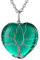 FOCALOOK Collier Emeraude Coeur Femme Pierre Verte Synthétique Pendentif Arbre de Vie Pierre de Naissance Mai avec Chaîne Acier 50cm