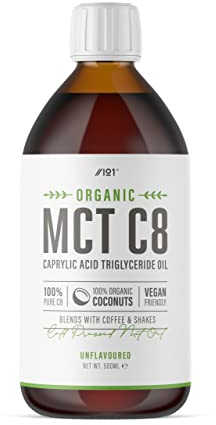 Organic C8 MCT Oil - 500ml - 100% Pure Cold Pressed C8 MCT - Premium Coconut Oil, Sustainably Sourced, Boosts Ketones 3X More Than Other MCTs (33 Day Supply) by Alpha01