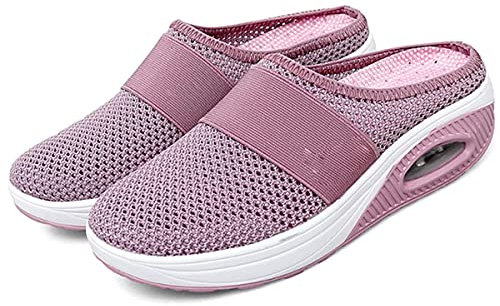 Eogrokerr Pantofole morbide per donne signore, sandali ortopedici a rete con cuscino d'aria, slip on traspirante casual, rosa, 40 EU