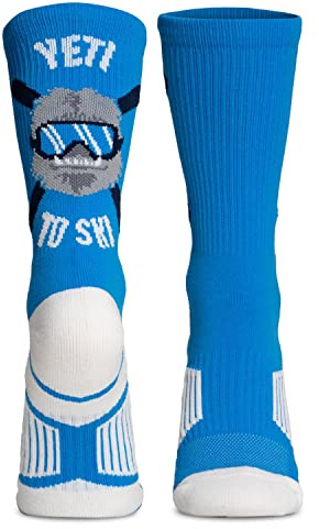 ChalkTalkSPORTS Skiing Socks - Mid Calf - Yeti to Ski - Adult - Blue