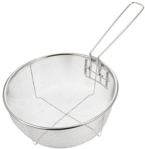 YARNOW Frittierkorb Falt Friteuse Sieb: Edelstahl Runden Chip Braten Dien Körbe Frittierten Chips Körbe für Pommes Garnelen Keilen Frittieren