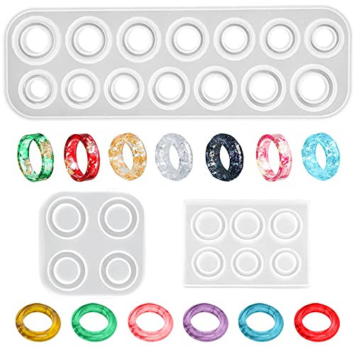 Csirnto Silikonform Ringe 3 Stück - Epoxidharz Formen Ringe - Weiß - Kieselgel - Schmuck, Dekoration - Geburtstag, Weihnachten
