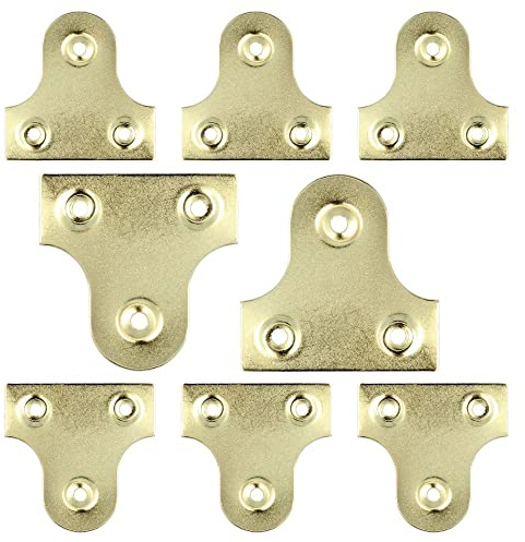 Picture Hanging Plates Brass 32mm Plain Mirror Glass Frame Hanging Fixing Plates Secure Frame Hanger Bracket for Photo Frame Mirror Canvas Pack of 10