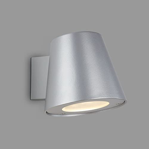 BRILONER Leuchten - LED Außenlampe IP44, LED Wandleuchte Außen, 4000K Neutralweiß, 4,9W, Silberfarbig, 95x110x140 mm (LxBxH), 3645-014