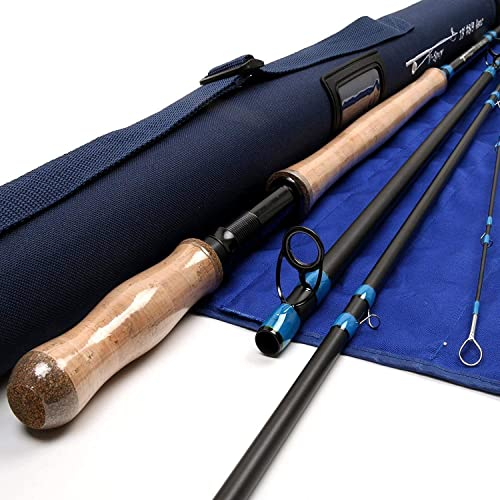 Maximumcatch Spey Fliegenrute 4/5/6/7/9ft 4/6 teilige Fliegenfischen Rute IM10 Kohlefaser-Rute mit Cordura Rohr (14ft(426cm) 9/10wt 4 Teile)