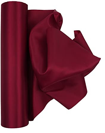 Trimming Shop 29cmx20m Weinrot Solid Satin Rolle Groß Stoff Perfekt für Stuhl Schärpe Herstellung Schleife Nähen Hochzeitsstrauß Dekor Zeremonie Grand Öffnung Blumen DIY Party Dekoration
