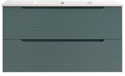 Kibath Mueble de Baño con Lavabo Boreal 120 cm 2 cajones suspendido Acabado Azul Oceano Mate Fabricado en Madera