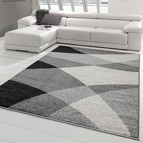 Teppich-Traum moderner Wohnzimmerteppich mit abstraktem Muster | pflegeleicht | Creme grau, Größe 140x200 cm