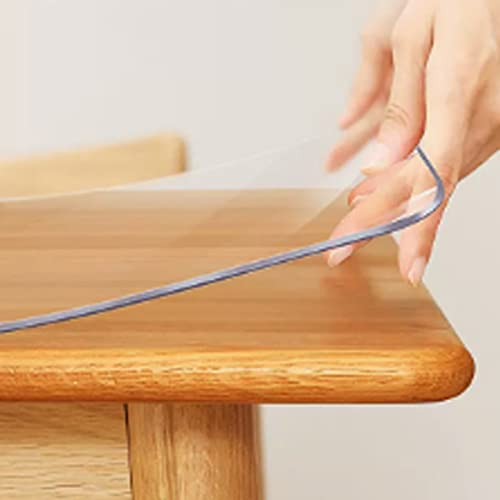 Geschmacklose Kunststoff Weichglas PVC Tischdecke Schutz,Wasserdichte Öl Beweis Tischfolie,Anti-Hot-Tee Tisch Tischschutz,Wiederverwendbare Tischtuch,60° Abgeschrägte Kante (50x100cm/20x39in)