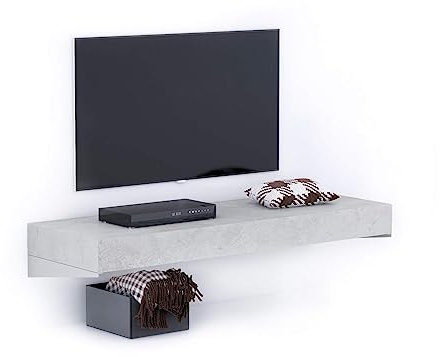 Mobili Fiver, Support TV Mural Evolution 120x40, Gris Béton, Made in Italy