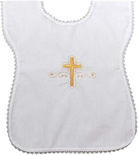 Holyhome Unisex-Taufhemd, Taufkleid, Einheitsgröße, hergestellt in Italien, handbestickt, weiß, geeignet für Babys von 0-24 Monaten, Zeremonie Taufe