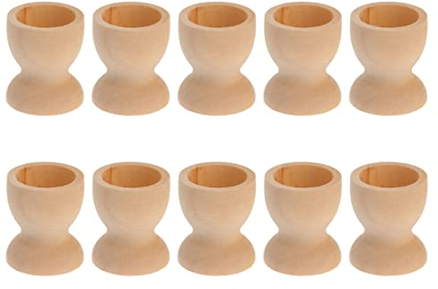 Gatuida Lot de 20 coquetiers de Pâques en bois avec support en bois pour petit-déjeuner