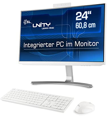 All-in-One-PC CSL Unity U24W-AMD, 60,5 cm (23,8 Zoll, 1920x1080 Full HD) - Leistungsstarker AIO (AMD Ryzen 7 5700G CPU 8x3800 MHz, 1000 GB SSD, 16 GB DDR4-RAM, Windows 11 Pro), weiß