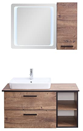Pelipal Quickset 374 Badmöbel-Set, Holzwerkstoff, Eiche Ribbeck quer NB, 200x103x44,5 cm