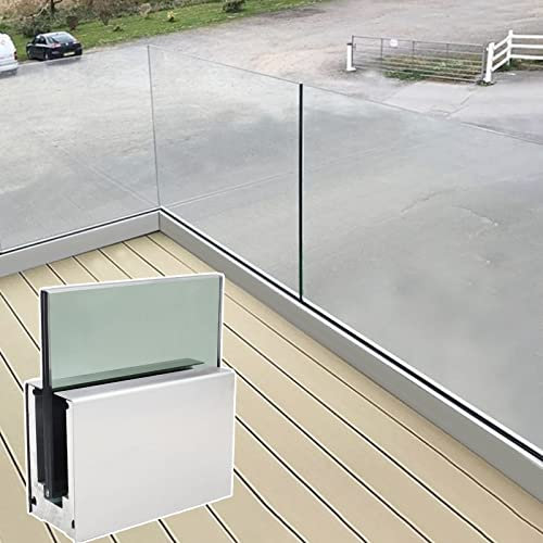 Poteau garde corps verre pince Pinces À Verre À Montage Au Sol Pour Verre De 12MM, Étagère De Garde-corps En Verre Pour Terrasse Et Cloisons Extérieures Intérieures, Rail En Aluminium De 1m Balustrade