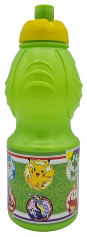 Stor - Kinderwasserflasche aus Kunststoff - auslaufsicherer Verschluss - Fassungsvermögen 400 ml - Figuren aus der Pokemon-Serie - Grün
