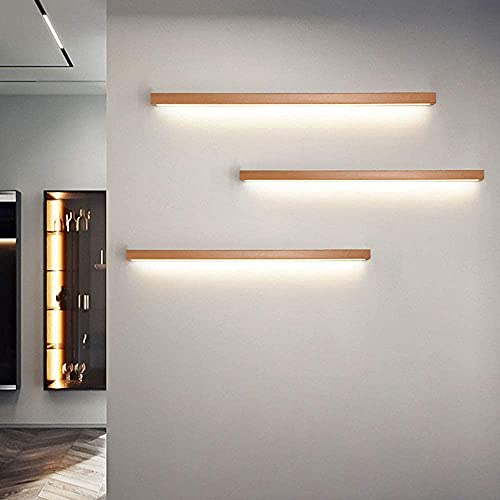 LED Holz Wandleuchte Innen Moderne Eck Treppen Wandlampe Dimmbar Acryl Down Spiegelleuchte Lange Lichtleiste Badlampe für Badzimmer Schlafzimmer Wohnzimmer Wandbeleuchtung (60CM)