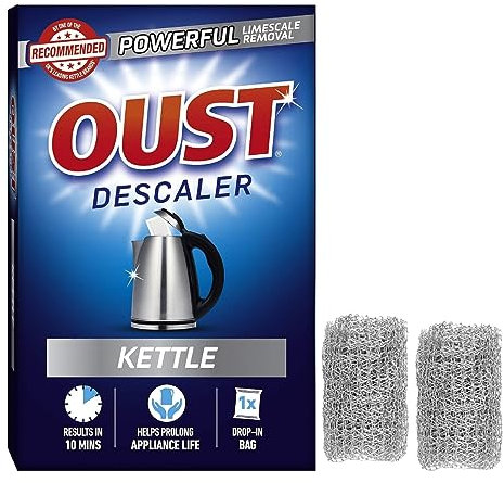 2 x Re-Usable Kettle Descaler Ball Durable Long Life Stainless Steel- Remove Limescale & Prevent Furring along with 1 Oust Descaler Dropping Bag