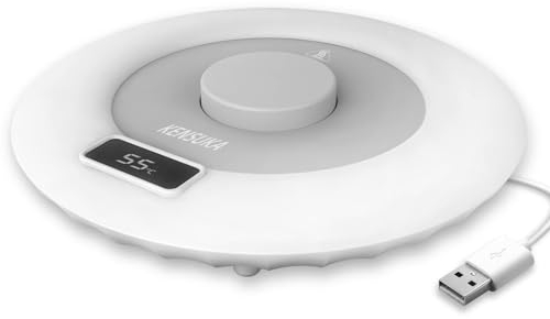 Calentador de Taza KENSUKA para Escritorio, operación por inducción de Gravedad, Temperatura Constante de 55℃, Entrada de energía USB 5V/2A, Lavable con Agua.