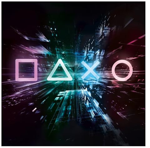 Bilderwelten Fototapete Gaming Neon Controller Symbole 288 x 288 cm Vlies-Tapete XXL Smart Wandtapete Wanddekoration Wohnzimmer Schlafzimmer