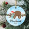 Christbaumschmuck Keramik Weihnachtsanhänger Anhänger Weihnachtsbaumschmuck Hängende Ornamente Weihnachtsdeko Baby Faultier 2023, Personalisiertes Baby-Erstes, Individuelles Namens-Baby-Geschenk