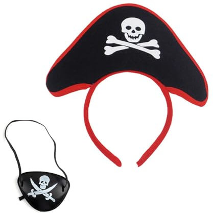 Limtula Piraten-Haarband, Kapitänshut, Stirnbänder, Cartoon-Zubehör für Halloween, Teenager, Maskerade, Mottoparty, Pirat, Cosplay, Damen