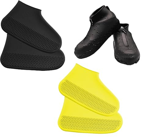 LNGJIN 2 Paar Rutschfeste Schuhüberzieher,Wiederverwendbare Silikon Wasserdicht Überschuhe,Wasserdichte ÜBerschuhe,Silikon-Überschuhe mit Reißverschluss,Für Regen Schneetag Schlammige Straßen
