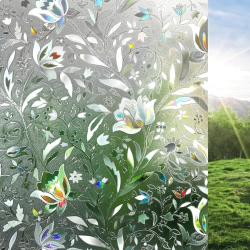 rabbitgoo 3D Window Film Privacy Film for Glass Windows, Tulip 75x400cm