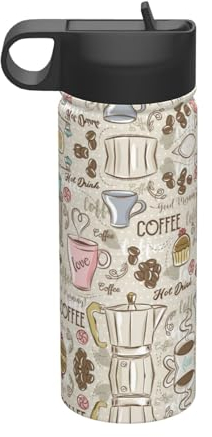 YONQIWU Vintage Espresso Machine Print Insulated Sports Kettle Suitable for outdoor, sports, commuting, camping, etc