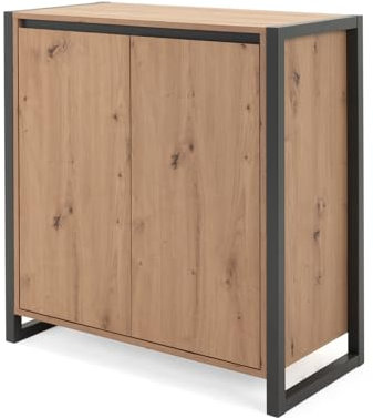 Furn.Design Kommode in Eiche Artisan und Grau, Anrichte Industrial Look, Sideboard für Wohnzimmer und Esszimmer, 80 x 88 cm Malta (80 cm)