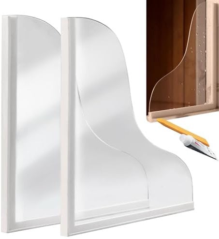 Bathtub Water Guard - Acrylic Large Shower Splash Guard, Bathroom Shower Water Barrier | Silicone Based Water Containment Barrier with Adhesive, Flash Guards for Toilet, Bathroom,11.2x9.5 Inches