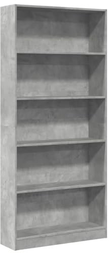 vidaXL Libreria Grigio Cemento 80x24x176 cm in Legno Multistrato, Mobile Porta Libri, scaffale per Libri, Mobile portaoggetti, Porta Libri