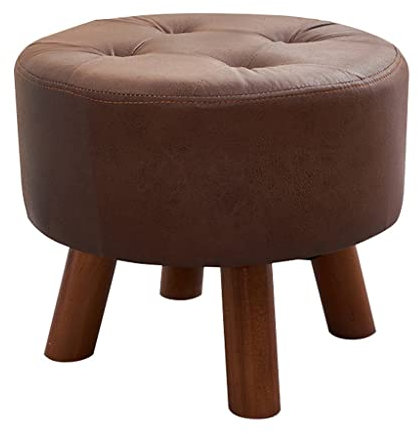 CVNIMV Kleiner Ottoman mit stabilen Holzbeinen, gepolsterter Fußhocker für Hochbetten, Sitz, Stuhl, Couch, Sofa, Terrasse, Schlafzimmer, Wohnzimmer, Büro, rund